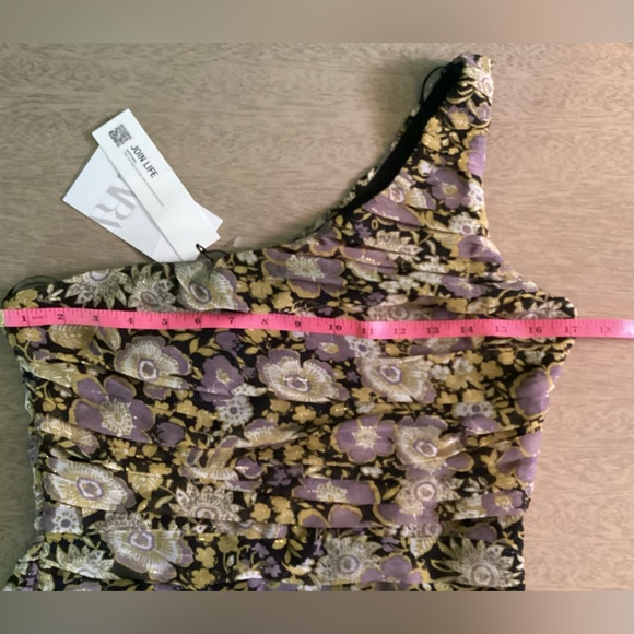 Zara One Shoulder Ruched Floral Minidress Size Medium NWT - Picture 8 of 9